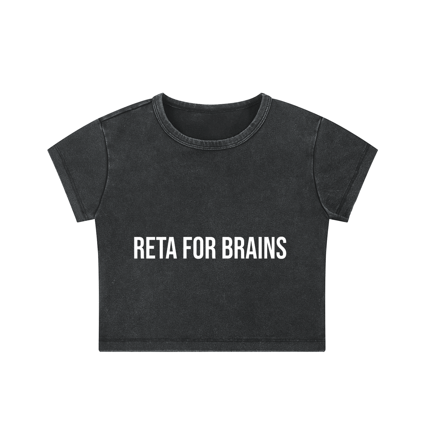 RETA FOR BRAINS -Snow Washed Crop Top