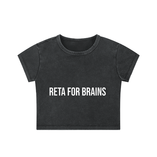 RETA FOR BRAINS -Snow Washed Crop Top